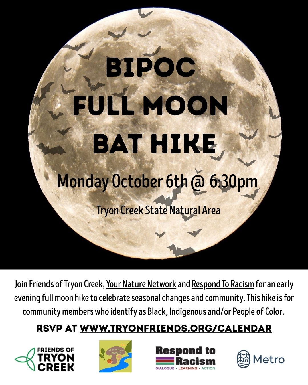 Full Moon BIPOC Hike with Friends of Tryon Creek