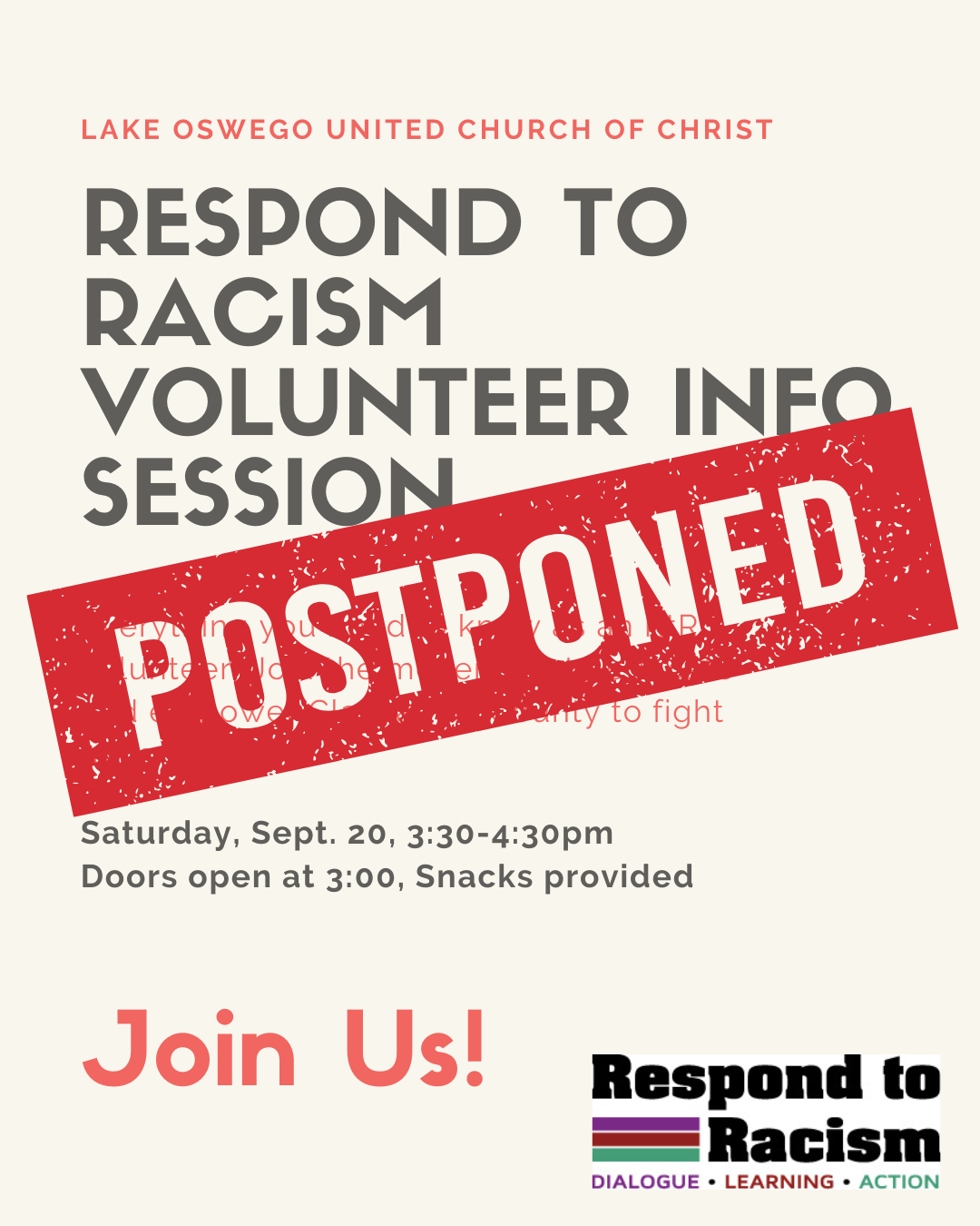 Postponed: Volunteer Info Session